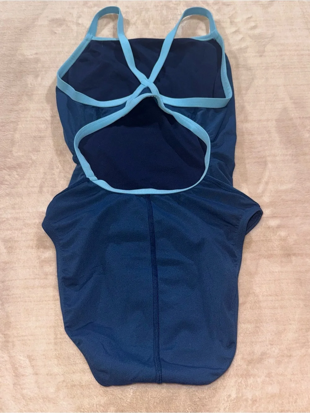 Speedo Navy One-Piece Swimsuit with Light Blue Straps